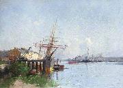 Eugene Galien-Laloue Harbour scene oil